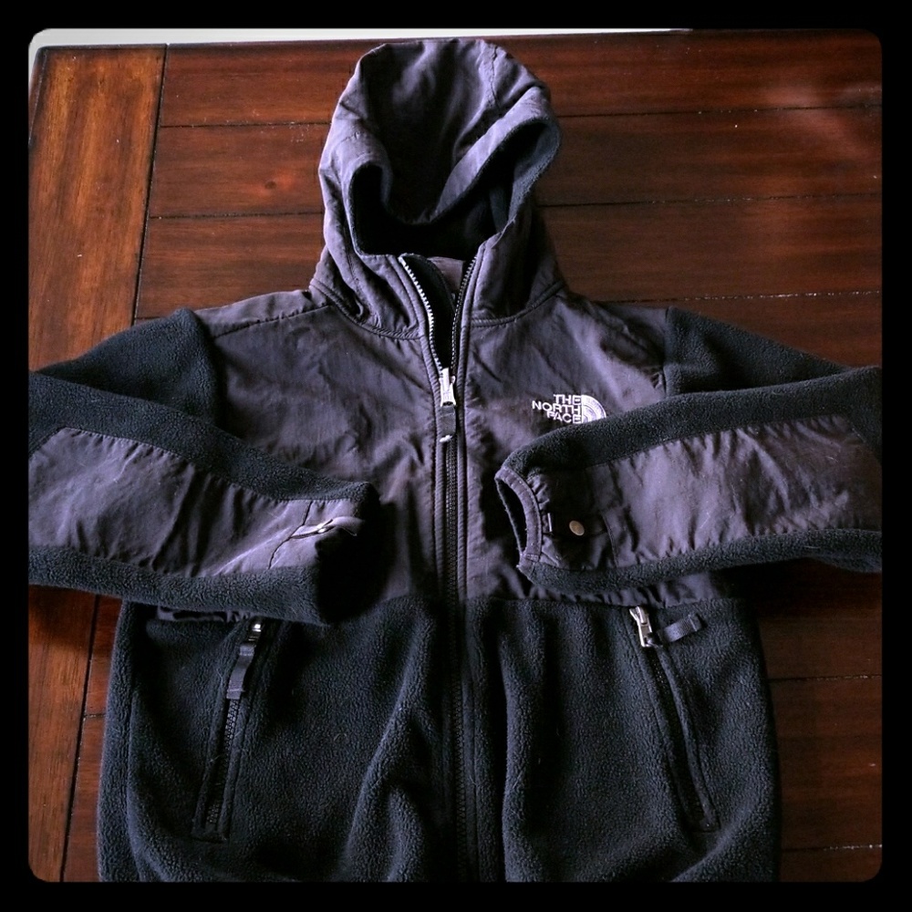 Boys Black hooded North face jacket